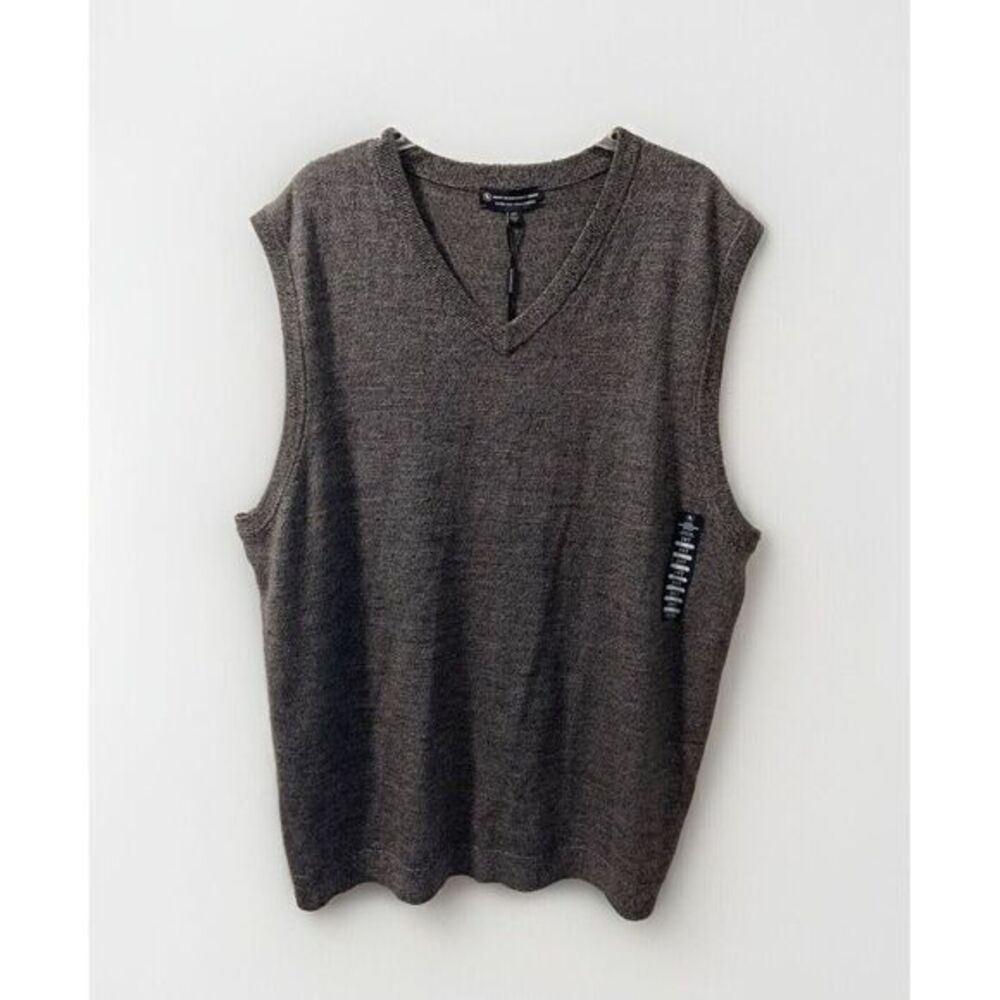 Hart Schaffner Marx V-Neck Sweater Vest‎ Tall 3XT Black Fine Merino Wool NWT